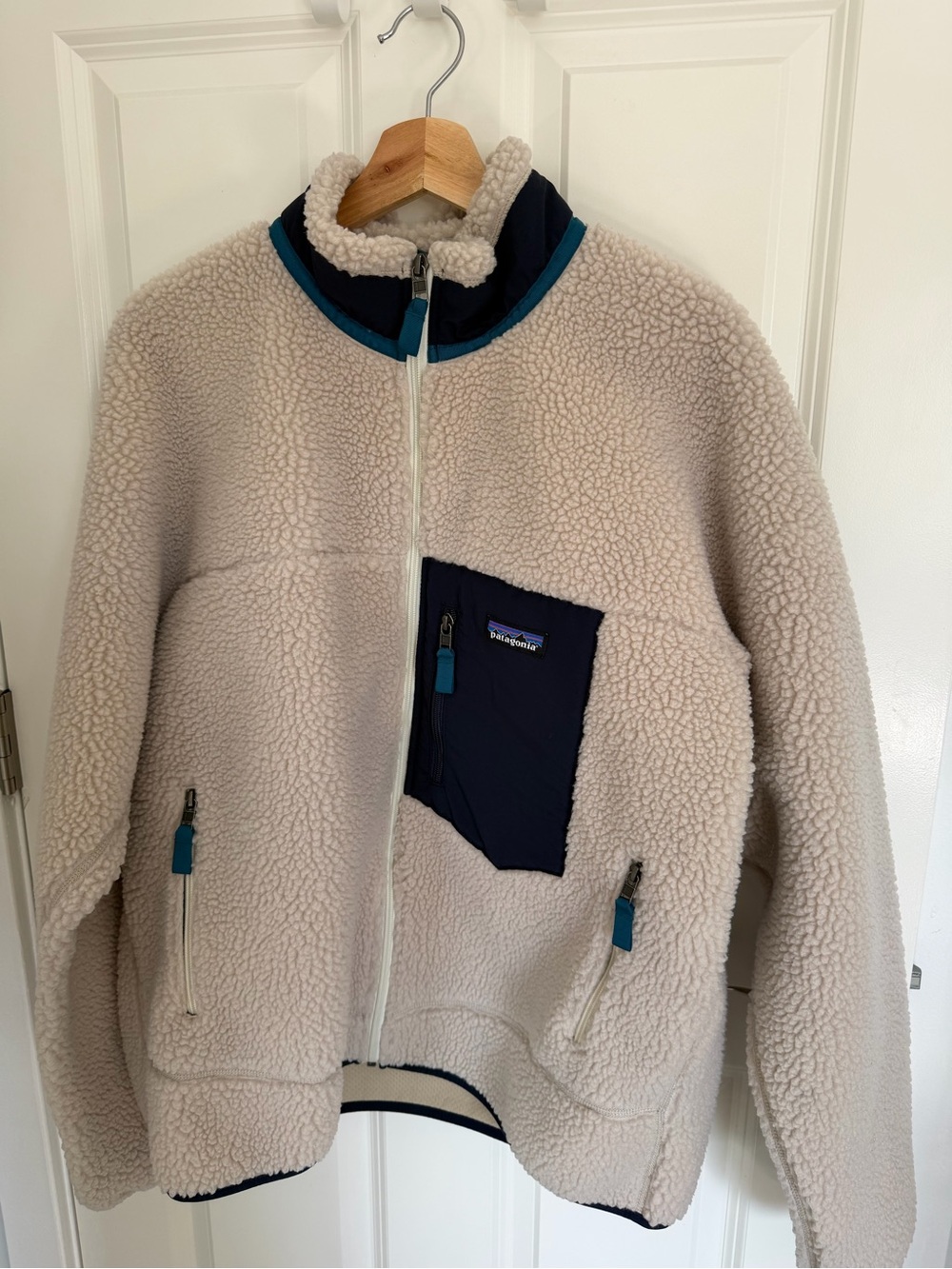 Patagonia Men's Classic Retro-X Fleece Jacket Natural Navy Size L